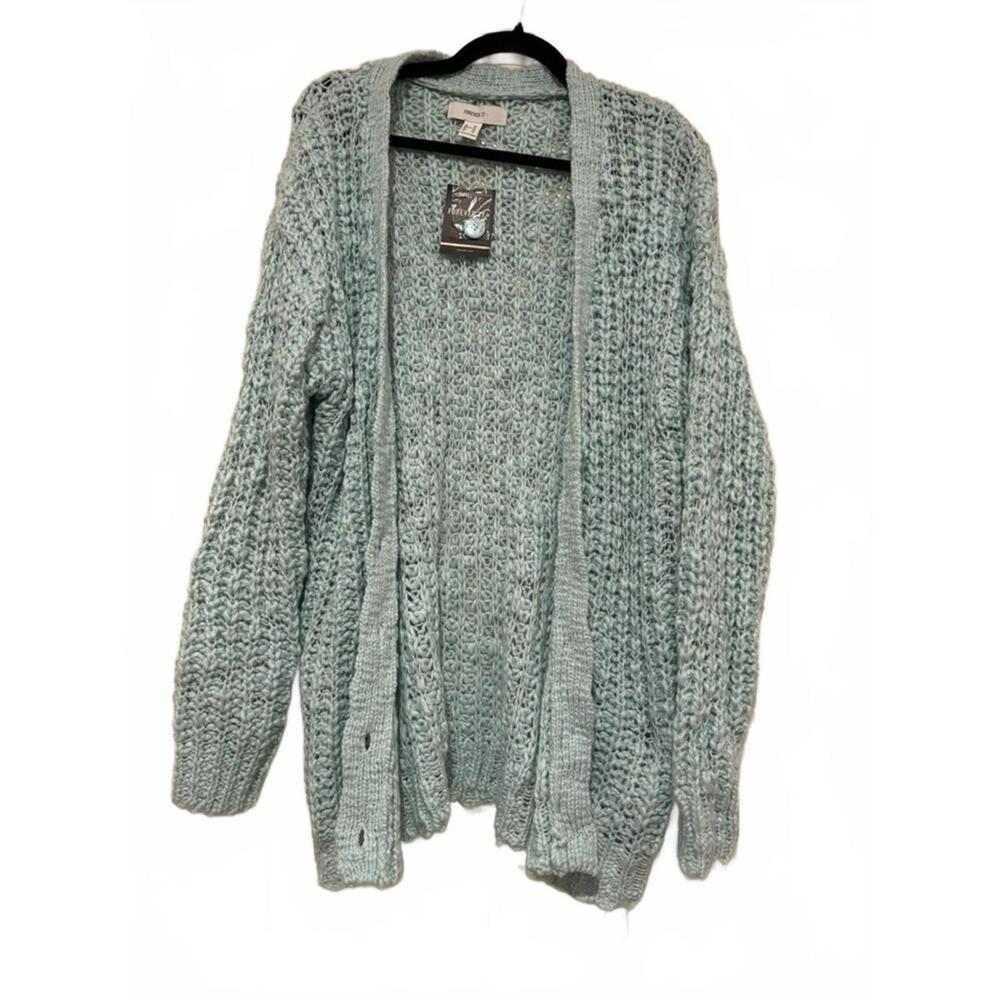 Forever 21 women's blue chunky knit cardigan sweater sz XL‎ 1534 new tag